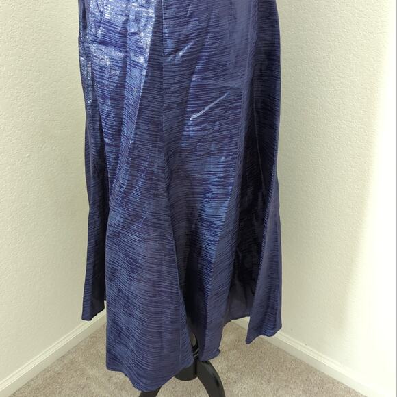 VTG Gai Mattiolo Couture Womens 90s Blue Shiny Slip Dress Linen Italy Size 12 - Picture 5 of 10